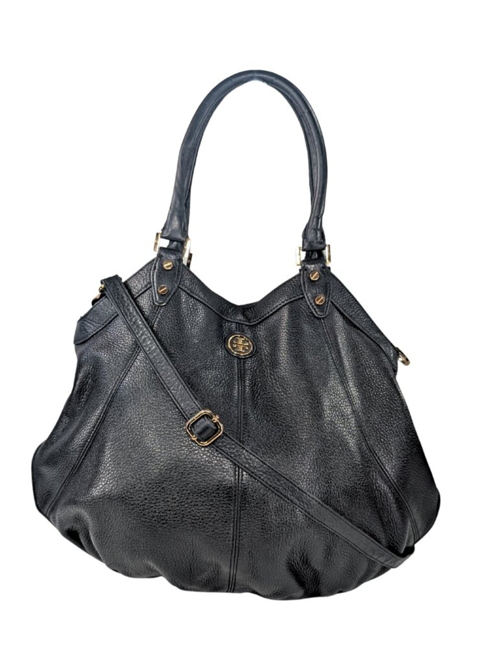 Tory Burch Amanda Black Leather Large 2Way Slouchy Shoulder Crossbody w/Dust Bag